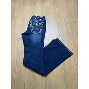 Miss Me Bootcut Jeans Womens 31x34 Dark Wash Stretch Embroidered Pocket Y2K